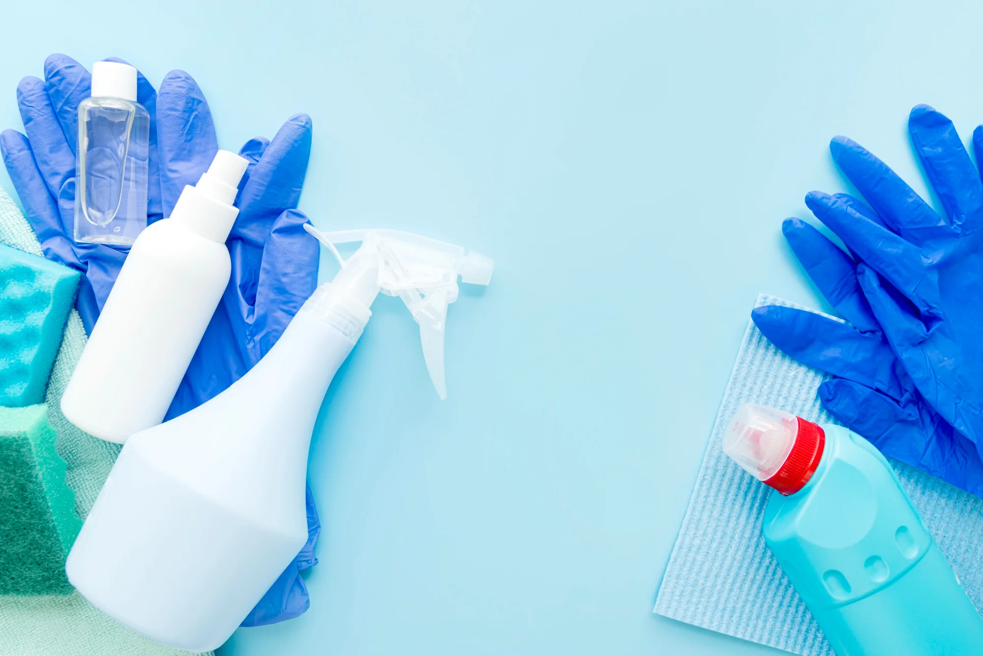 Cleaning supplies ready for a home cleaning